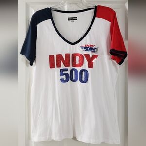 Women's 5th & Ocean Red, Blue, and White Indy 500 Tee